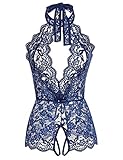 JYLJLL Dessous Sexy Reizwäsche Push Up Sexy Dessous Net Garn Perspektive EIN Stück Blau S