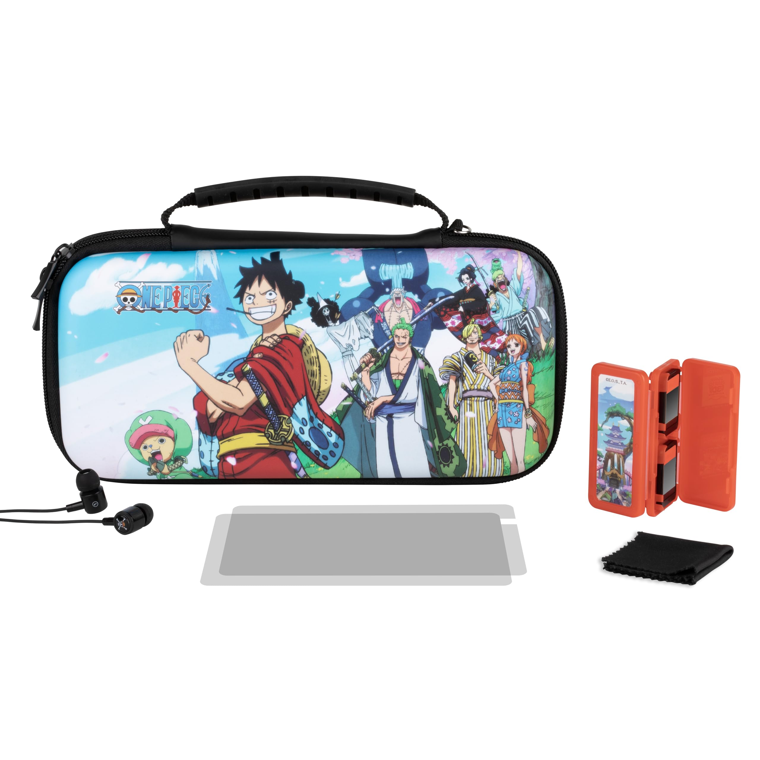 Konix One Piece Gaming-Zubehörpaket Starter Kit Nintendo Switch, Switch Lite und Switch OLED - Hülle - Gehäuse - Schutzschirm - Kopfhörer