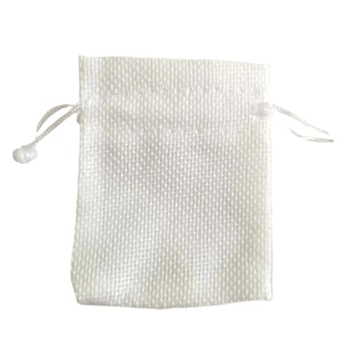 Crepundia Jute Beutel mit Kordelzug, 100 stücke Vintage Natürliche Sackleinen Geschenk Tasche Leinen Jute Kordelzug Tasche Schmuck Verpackung Pouches Party Geschenk Taschen(White,1 Count (Pack of 1))