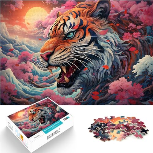 Puzzle Sakura und Tiger, 1000 Teile, Puzzle für Erwachsene, Holzpuzzle, Familienspiel, Stressabbau, schwieriges Herausforderungspuzzle, 1000 Teile (50 x 75 cm)