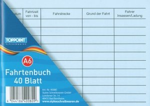 20 Fahrtenbücher DIN A6 Stylex Fahrtenbuch 40 Blatt