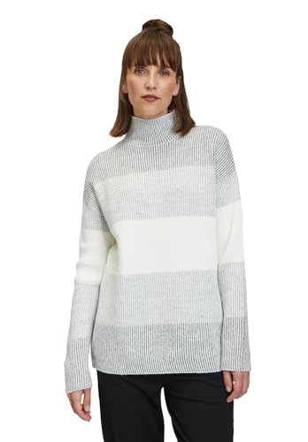 Cartoon Damen Strickpullover mit Stehkragen Grau/Weiß,44