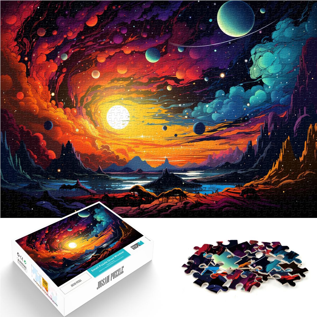 Puzzles als Geschenke, farbenfrohe Neonlandschaftspuzzles für Erwachsene, 1000 Teile, Holzpuzzle zum Stressabbau, schwierige Herausforderung, 1000 Teile (50 x 75 cm)