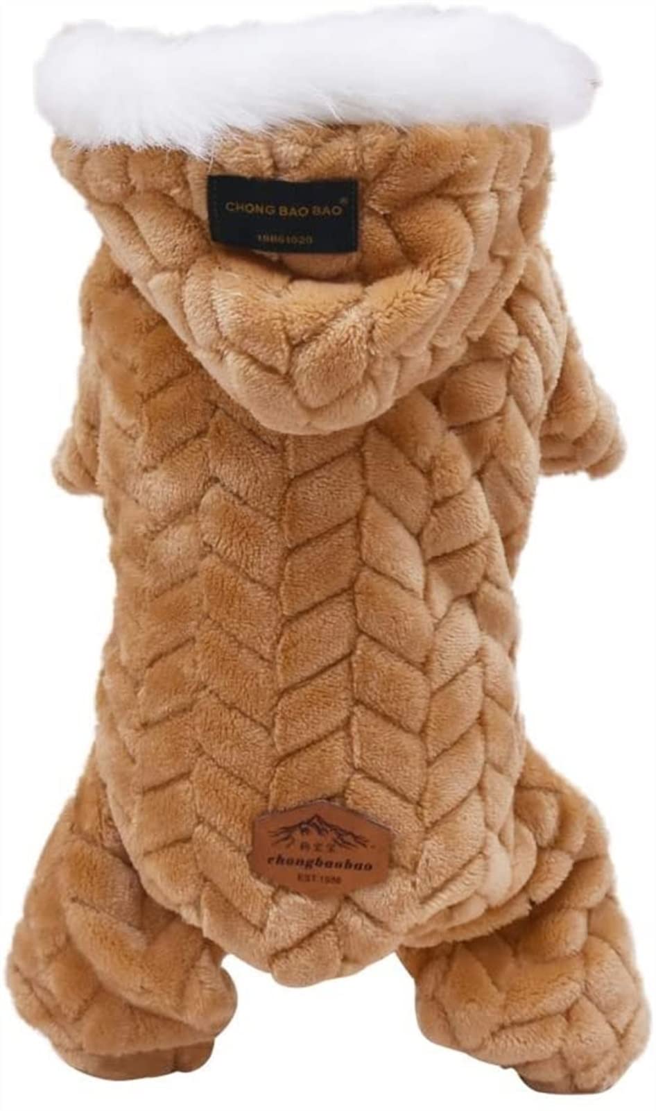 Hundemantel mit 4 Beinen und Mütze Warme Winterjacke mit Kapuze für Kleine Hunde Welpenschneeanzug, Weiches Winddichtes Winterhunde-Sweatshirt für Kleine Mittlere Hunde ( Farbe : Beige , Größe : XL )