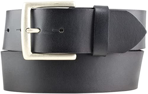 BELTINGER Herren-Gürtel aus Vollrindleder Vintage-Look 5 cm | Jeans-Gürtel für Herren 50mm | Mit geschwärzten Kanten | Schwarz 115cm