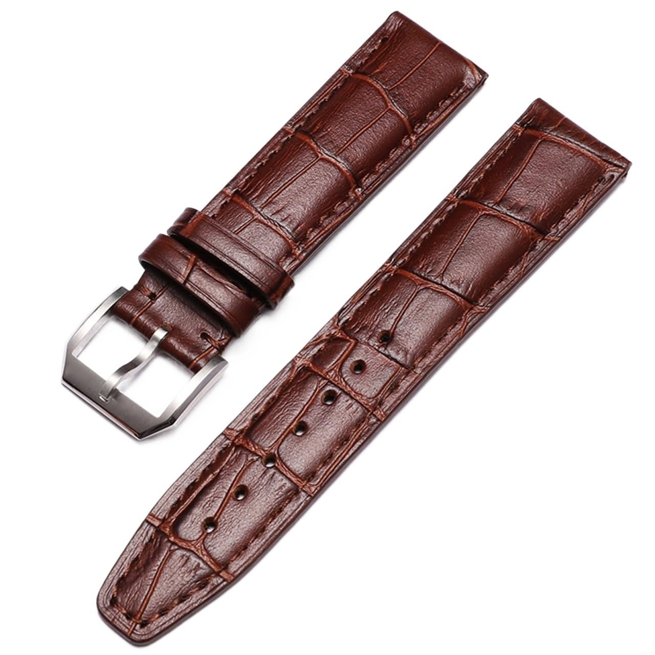 SCRUBY Beobachten Sie Armband für IWC Pilot Watches Portofino Portugieser Männer Strap Watch Accessorie Real Leder Uhren Band Uhrengürtelkette(Brown-Silver Clasp1,20mm)