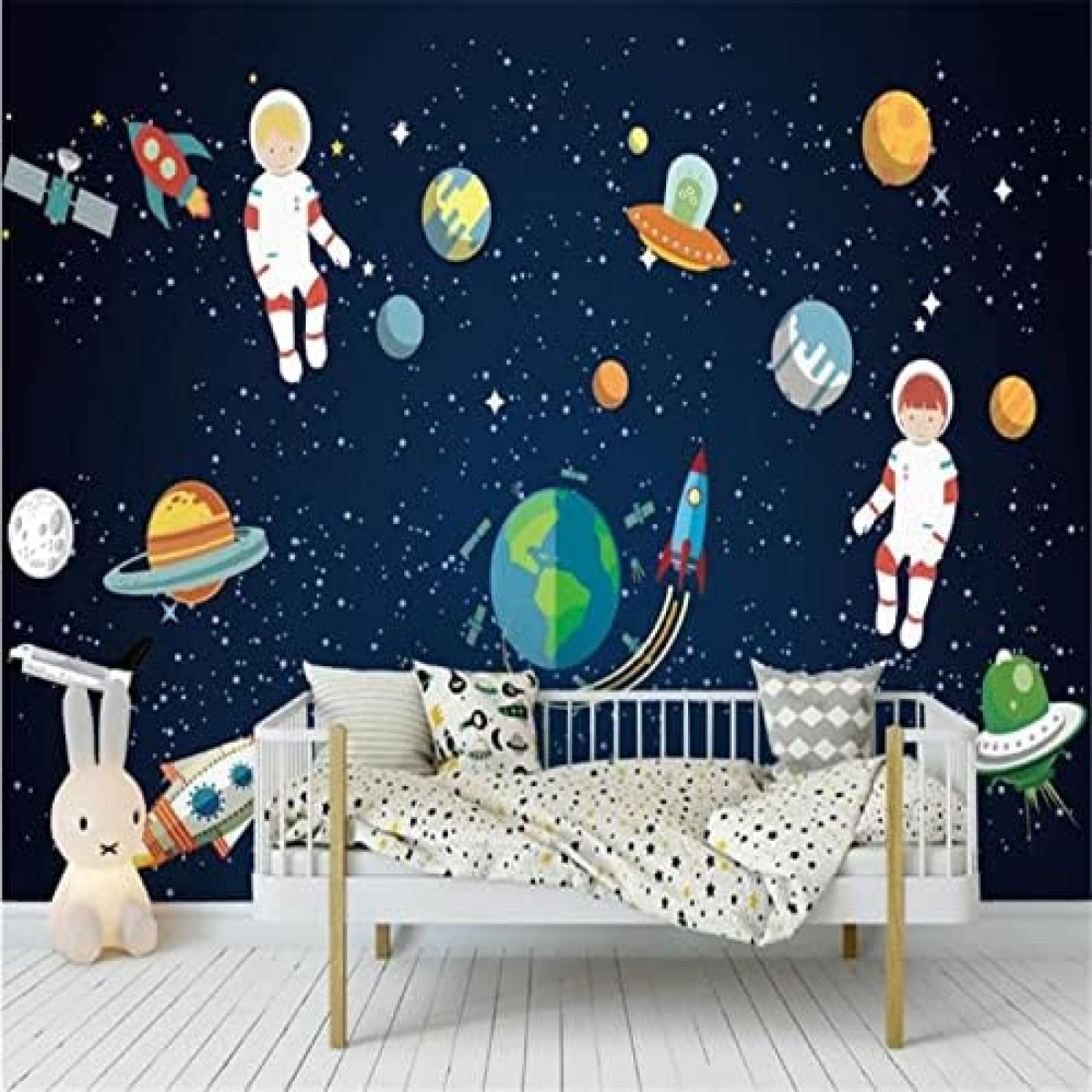 XLMING Cartoon Starry Night Außenraum Planet Kinderzimmer 3D Tapete Wohnzimmer Sofa Schlafzimmer Esszimmer Home Dekoration Wand-400cm×280cm