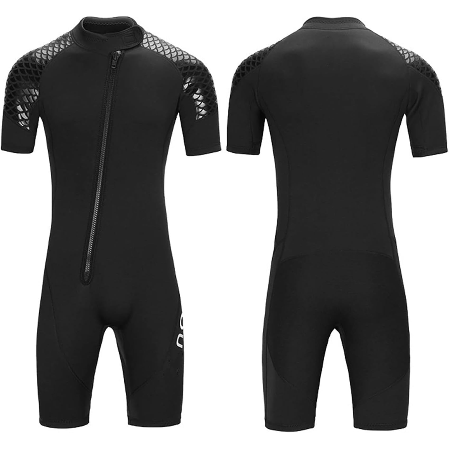 Herren Shorty 3 mm Neopren-Shorty-Neoprenanzug, einteiliger Tauchanzug, Frontreißverschluss-Neoprenanzug zum Tauchen, Schnorcheln, Surfen, Schwimmen,Schwarz,3XL