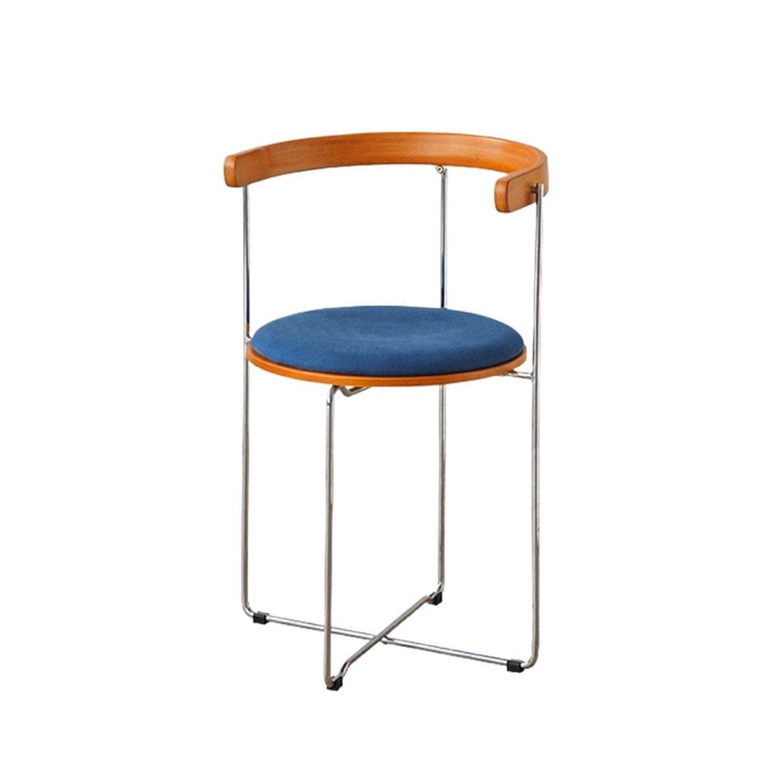 FUHAI-666 Esszimmerstuhl Klappstuhl Haushalt Holz Esszimmerstuhl Einfacher moderner Restaurant Freizeitstuhl mit Rückenlehne Schlafzimmer Make-up Stuhl Kaffeestuhl(Orange Blue)