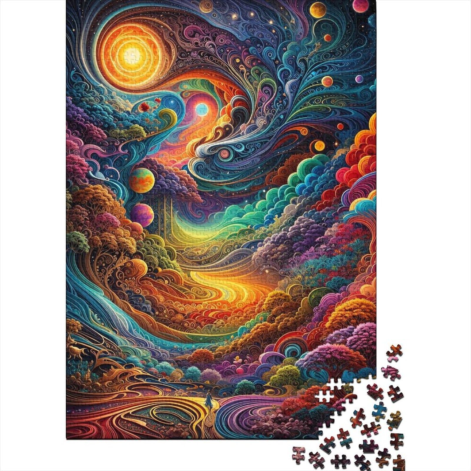 Holzpuzzle für Erwachsene mit 1000 Teilen zum Thema „Bunte Umgebung“ für Erwachsene und Teenager, für anspruchsvolles Puzzlespiel und Familienspiel 29,53x19,69 Zoll