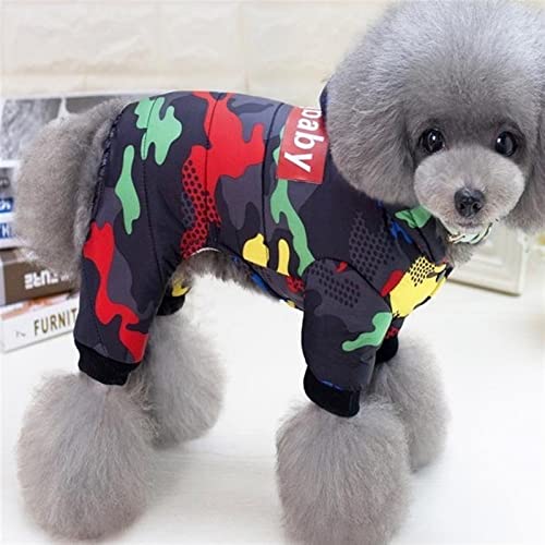 DHGTEP Hundekleidung Winter Warmer Hund Winddichter Mantel mit Beinen Dicke Haustierkleidung für Hunde Kostüm Overall Kapuzenjacke Haustierzubehör (Farbe : Schwarz, hub : XXL)