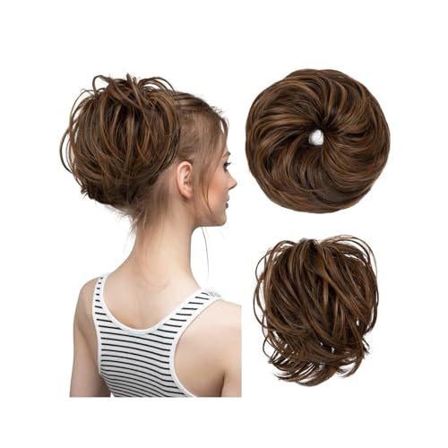 Brötchen Haarteil Synthetisches, gefälschtes, unordentliches Dutthaar, lockiges Band, Haarteil, Haargummi, Scrunchie, Wickelstück, elastisches Haar, Chignon, Cheveux, Schwanz, Hochsteckfrisur for Dame