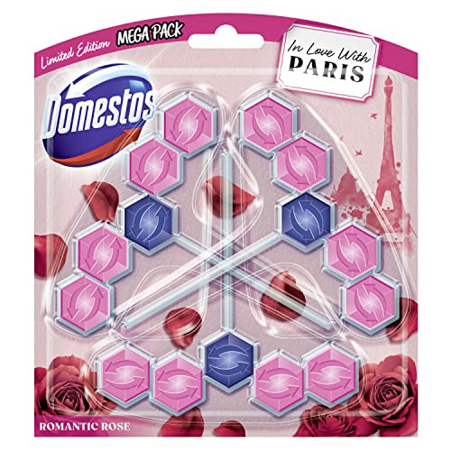 Domestos Power 5 WC-Stein Romantic Rose WC-Reiniger Volle Power bis zu 300 Spülungen 3 x 55 g 10 Stück