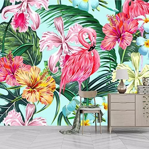 XLMING Pflanze Blatt Rosa Blüte Vogel 3D Tapete Home Dekoration Wohnzimmer Sofa Schlafzimmer Tv Hintergrund Wand-300cm×210cm