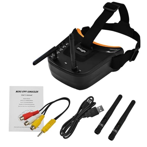 Cenei Mini-FPV-Brille, 5,8 G, 40 Kanäle, Doppelantennen, Automatisch Suchende FPV-Brille, 3,0, 480 X 320 LCD-Bildschirm für RC-Renndrohne