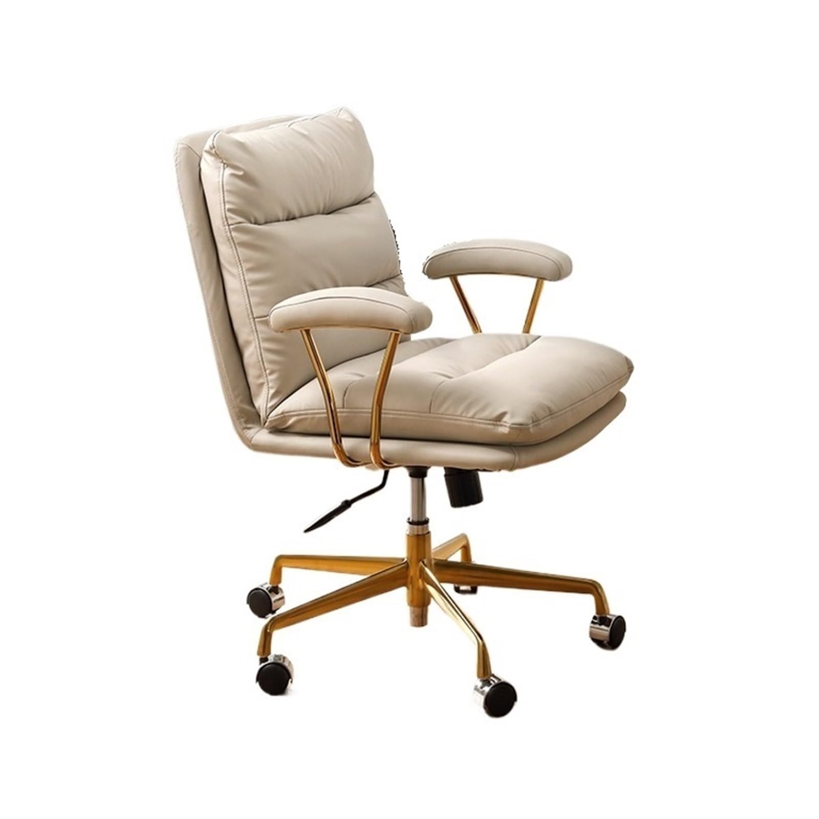 Bürostuhl Ergonomischer Bürostuhl, Drehstuhl aus PU-Leder, ergonomischer Stuhl, moderner Drehstuhl mit mittlerer Rückenlehne, Schminkstuhl for Büro, Besprechungszimmer, Arbeitszimmer Schreibtischstuhl