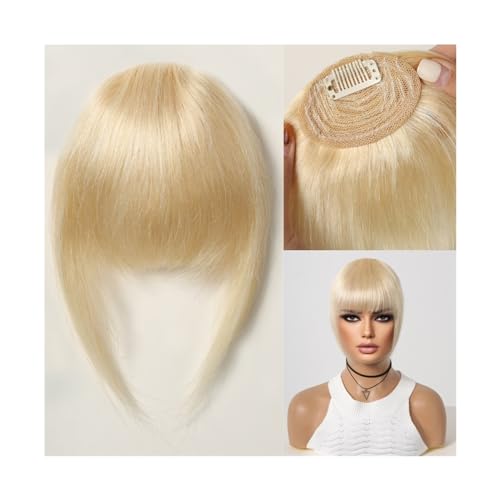 Pony Extension für Damen 100% Echthaar-Pony, natürlicher dunkelbrauner französischer Pony, Haarspange mit Fransen und Schläfen, Haarteil for Frauen, Clip-on-Air-Bang Fringe Bangs(005-5)