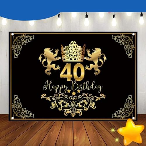 Alles Gute zum 40. Geburtstag Banner Dekoration Hintergrund Ballon Kuste Hintergrund Goldene Fotografie Hintergründe Rot Foto Krone Blau Gold 350x230cm