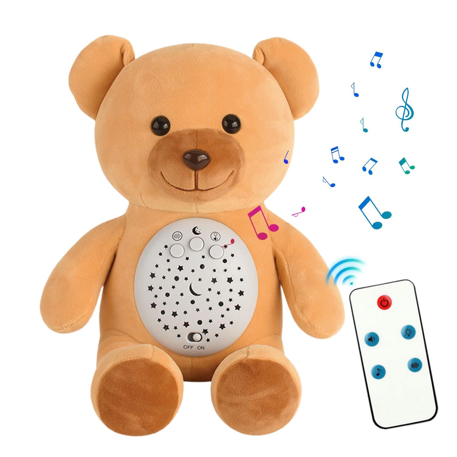 Musikalisches Plüschtier, Plüschsternprojektor, Sternenprojektor, bequemes Plüschtier für Kinder - Komfortpuppe mit weißem Rauschen mit Atemvibrationen 0-3 Jahre