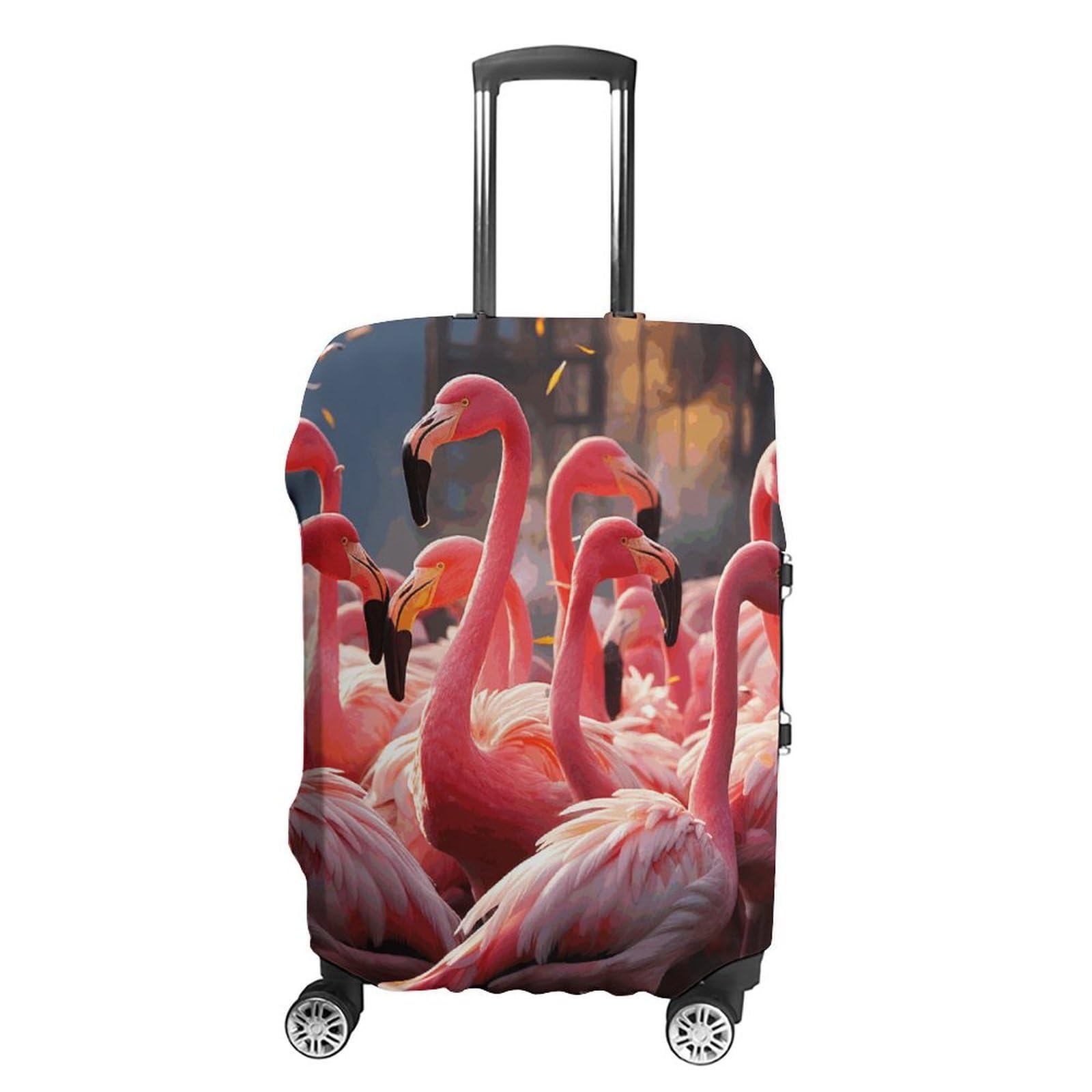 CSGJMYGS Reisegepäck-Abdeckung, elastisch, waschbar, modisch, kratzfest, Flamingos, Partykoffer, Schutz, passend für 45,7 - 81,3 cm Gepäck, Flamingos Party, L