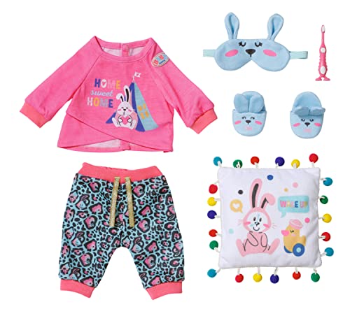 BABY Born Zapf Creation 835265 Bath Deluxe Gute Nacht Set 43 cm-Puppenzubehör und Accessoires bestehend aus Shirt, Hose, Pantoffeln, Schlafmaske, Kissen und Zahnbürste