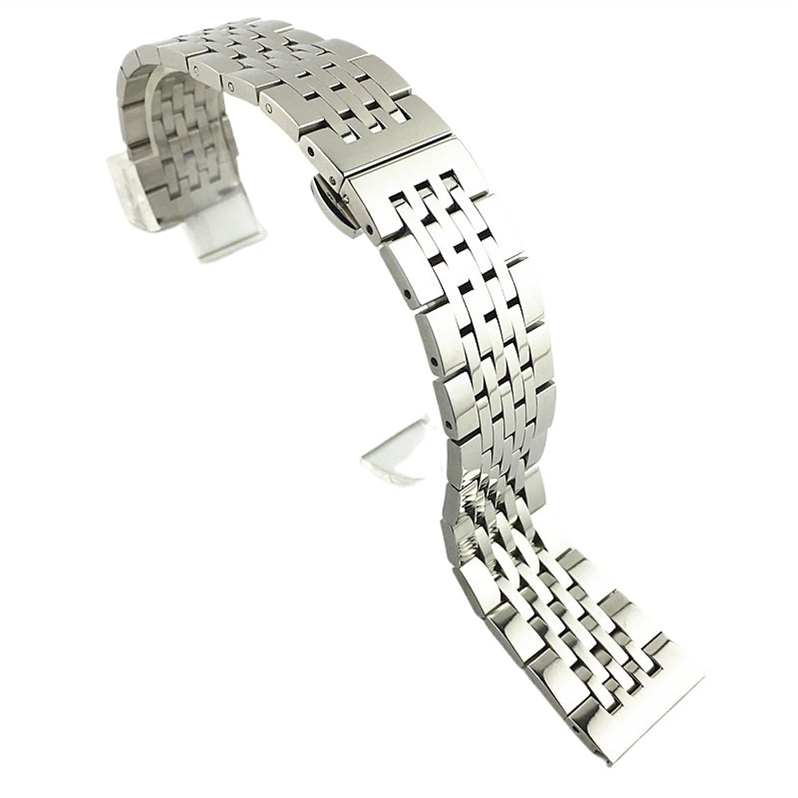 THBGTCNQ 2 in 1 gebogenes gerades Uhrenarmband aus Edelstahl, 16 mm, 18 mm, 20 mm, 22 mm, Uhrenarmband, Ersatzarmband(Silver,20mm)