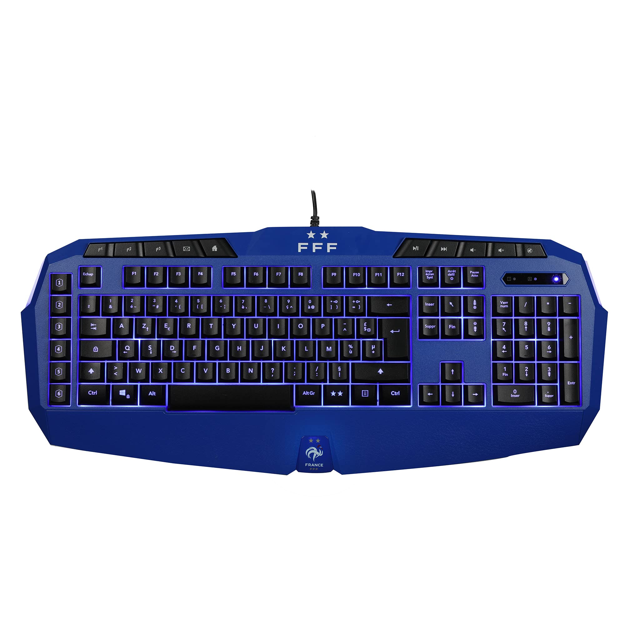 Konix FFF Kabelgebundene Gaming -Tastatur mit Membran AZERTY - Anti-Ghosting für 26 Tasten - Hintergrundbeleuchtung - Blau