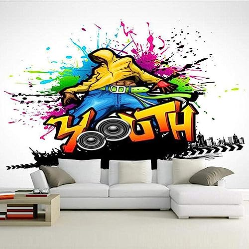 Tanzmusik-Graffiti 3D Tapete Poster Restaurant Schlafzimmer Wohnzimmer Sofa TV Dekorative Wand-150cm×105cm