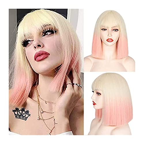 Haarteile Kurze Bob-Perücke mit Pony Synthetische gerade Bob-Perücke for Frauen, natürlich aussehende bunte kurze Bob-Perücke Hitzebeständige Perücken for tägliche Party-Cosplay Perücken (Color : 007