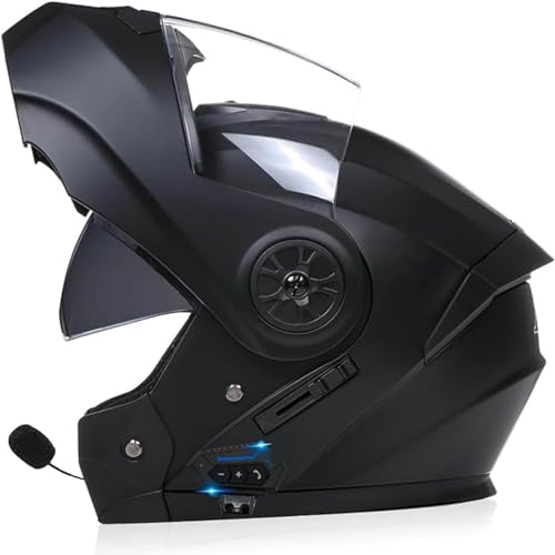 Integrierter Modularer Bluetooth-Motorradhelm Für Damen Und Herren, Integralhelme, Klapphelm Mit Doppelvisier-Motorradhelmen, DOT/ECE-Geprüft B,L 59~60CM