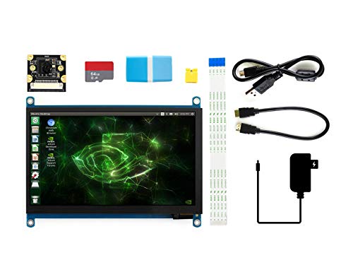 Waveshare Development Pack (Type C) Designed for Jetson Nano Bundle with 7inch IPS Capacitive Touch Display IMX219-77 Camera 64GB Micro Card and Accessories (9 Items)