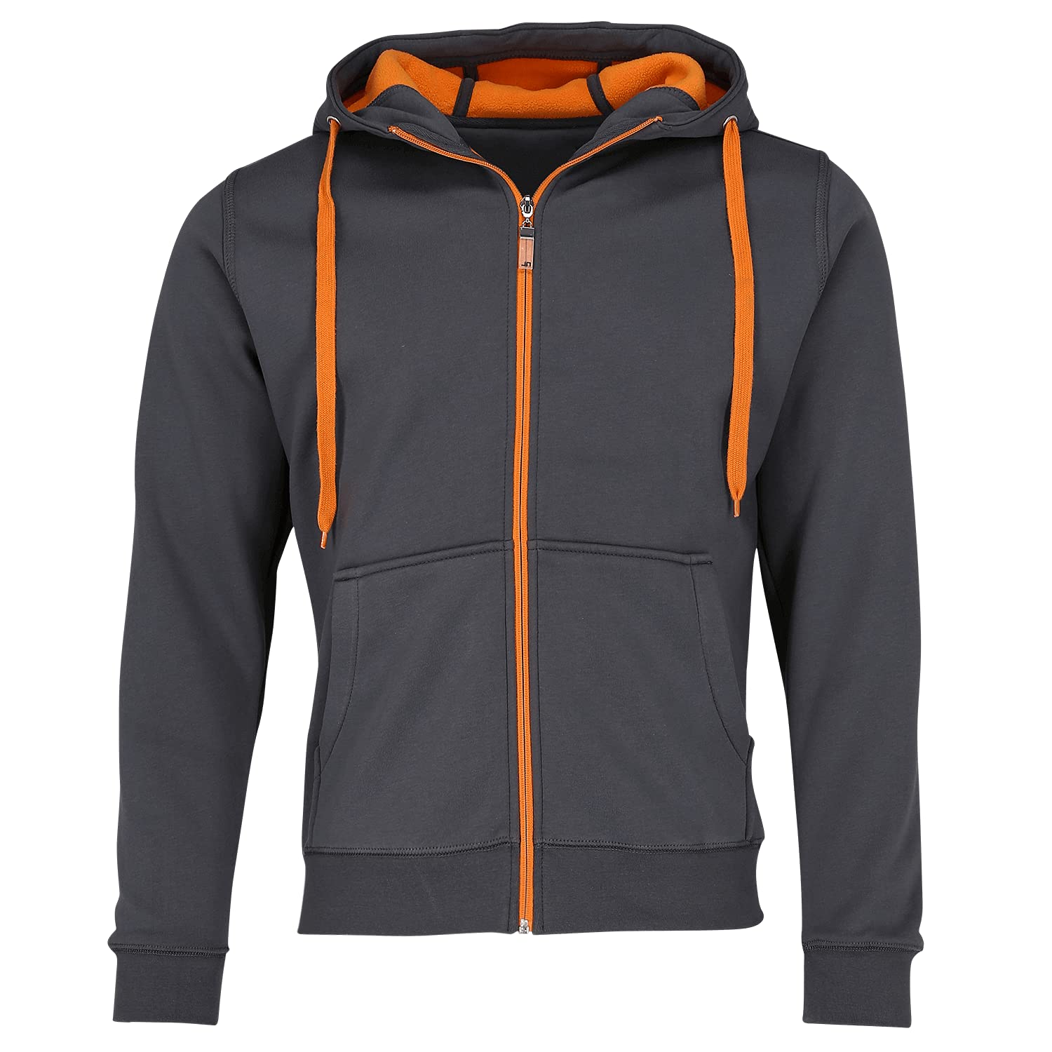 JN355 Men´s Doubleface Jacke Sweatjacke Kapuze Sweatshirt, Farbe:Carbon-Orange;Herrengrößen:3XL