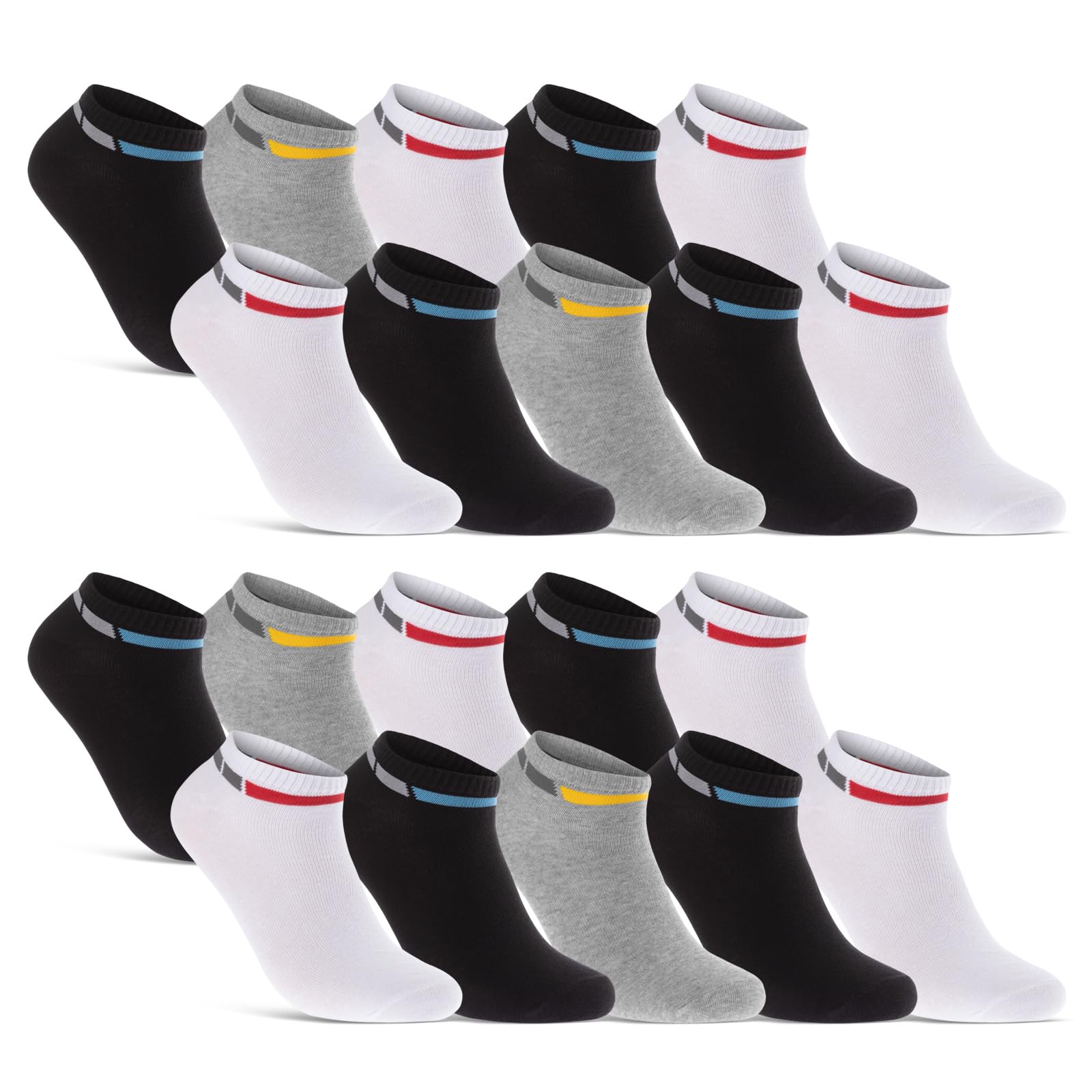 8 | 12 | 20 Paar Sneaker Socken Herren Mehrfarbig Baumwolle 16730 (20 Paar 39-42)