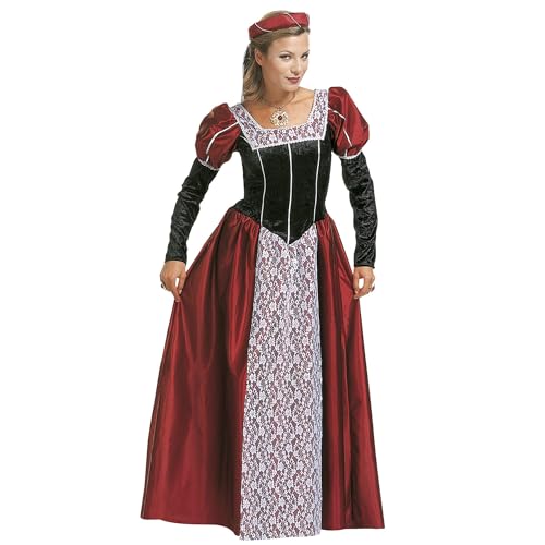 Widmann 35482 - Erwachsenenkostüm Burgfräulein, Kleid mit Kopfbedeckung und Schleier, Größe M