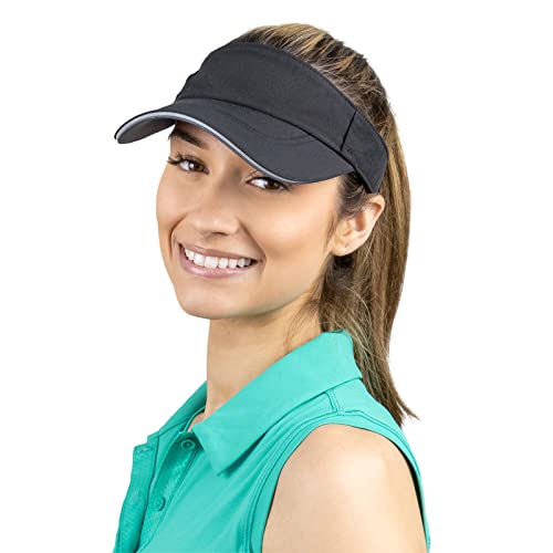 TrailHeads Visor Cap Damen - Sonnenschild Damen zum Laufen, Golf und Tennis – Recyceltes Tennis Cap Damen - Schwarz