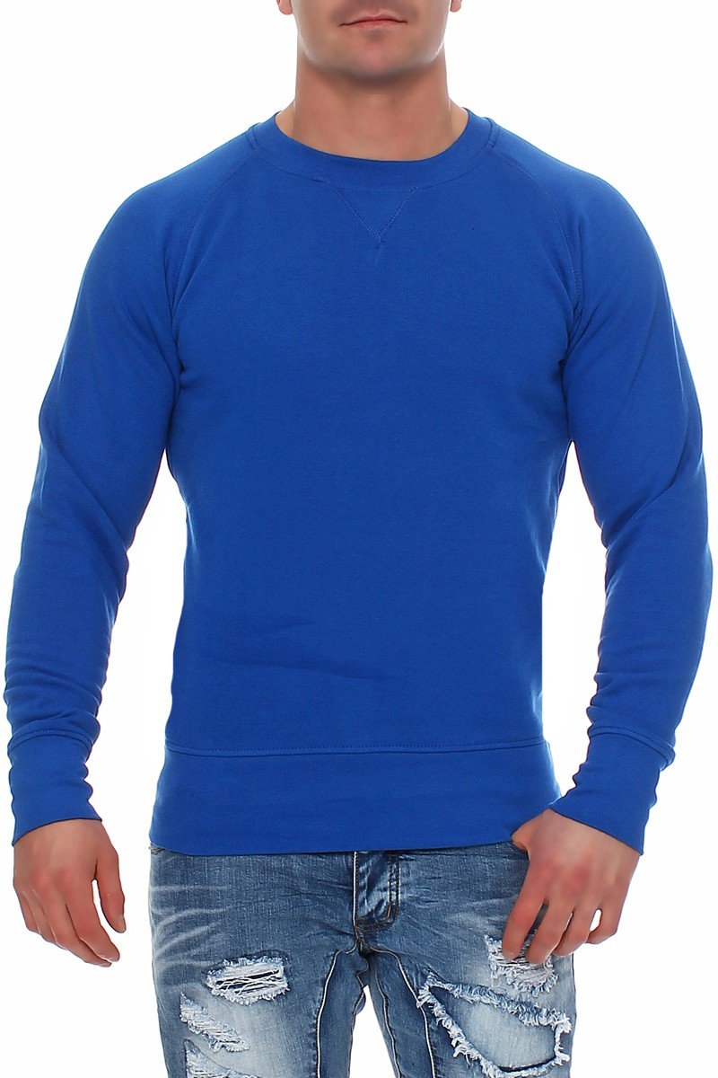 Happy Clothing Herren Pullover Sweatshirt Langarm Pulli ohne Kapuze S M L XL 2XL 3XL, Größe:M, Farbe:Blau