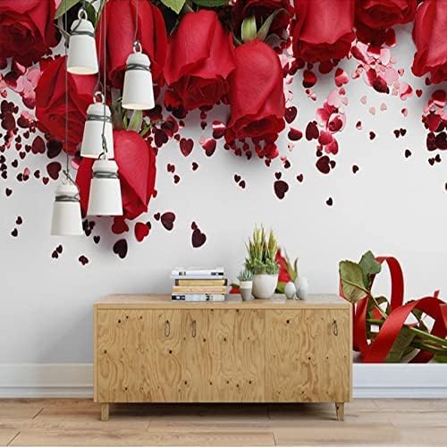 XLMING Einfache Rote Rose Romantische Blume Hochzeit Zimmer 3D Tapete Home Dekoration Wohnzimmer Sofa Schlafzimmer Tv Hintergrund Wand-150cm×105cm