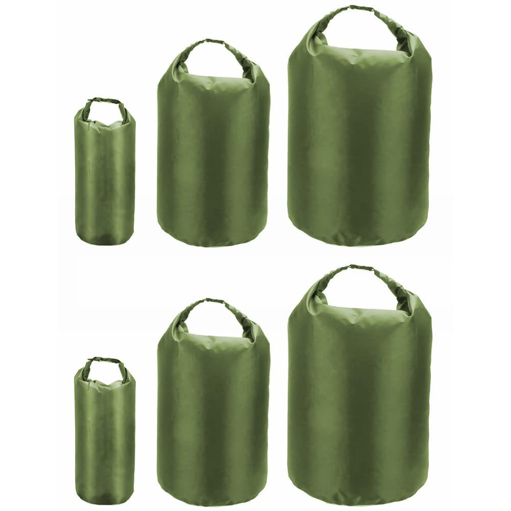 Pyugxab 6 Stücke 8L 40L 70L Schwimm Sack Tragbarer Wasserdichter Packsack Aufbewahrungs Beutel Armee Grün