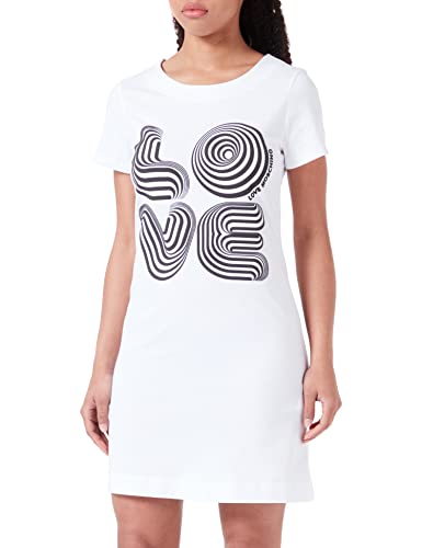 Love Moschino Women's Short-Sleeved A-line Dress, Optical White, 46