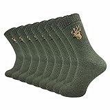 GAWILO Jägersocken für Herren (9 Paar) | Robuste Army- und Freizeitsocken mit Frotteefuß verhindert Bildung von Blasen und reguliert Feuchtigkeit (47-50, grün + Hirsch)