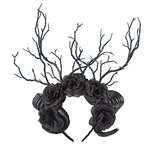 WELLDOER Dark Branch Stirnband Halloween Party Cosplay Kopfbedeckung Zubehör Zartes Ziegenhorn Weihnachten