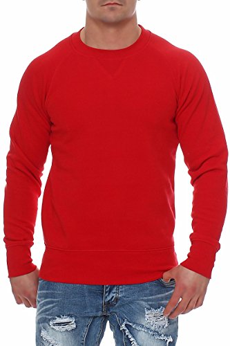 Happy Clothing Herren Pullover Sweatshirt Langarm Pulli ohne Kapuze S M L XL 2XL 3XL, Größe:S, Farbe:Rot