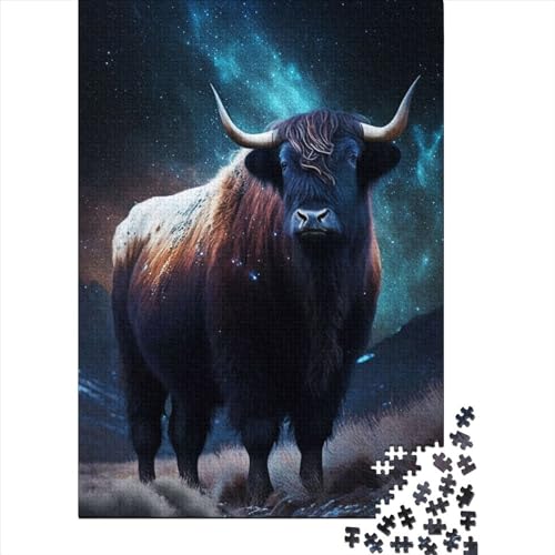 1000 Teile für Erwachsene, schwierige Puzzles, Bison Space, Holzpuzzles für Teenager, Geschenke, dekomprimierendes intellektuelles Lernspielzeug, 75 x 50 cm