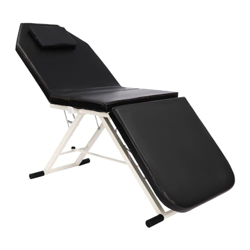 Fridgestea Massageliege Klappbar, 3 Zone tragbare Massagebank Massagetisch Kosmetikliege mit Kopfstütze für Kosmetik, Spa, Salon, Tattoo 182 * 60cm (Schwarz)