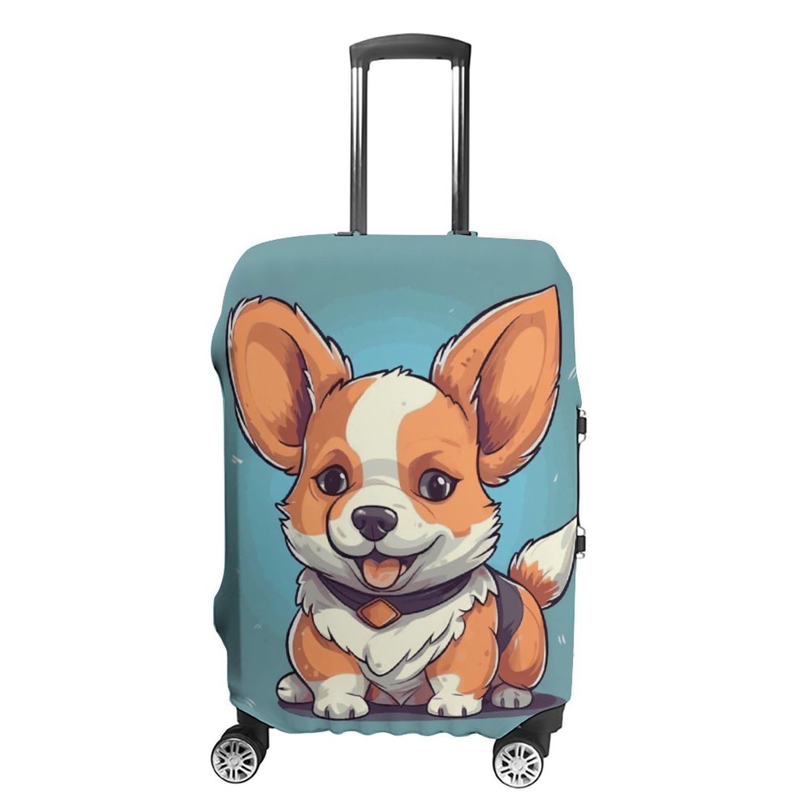 CSGJMYGS Reisegepäckabdeckung, elastisch, waschbar, modisch, kratzfest, niedlicher Corgi-Cartoon-Koffer-Schutz, passend für 45,7 - 81,3 cm Gepäck, Stil 5, XL