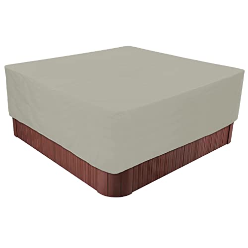 BaCover Outdoor Whirlpool Abdeckung, 210D Oxford-Gewebe Schutzabdeckung für Spa Wasserdicht UV-Schutz Pool-Abdeckung Quadratische,Beige,220x220x85cm