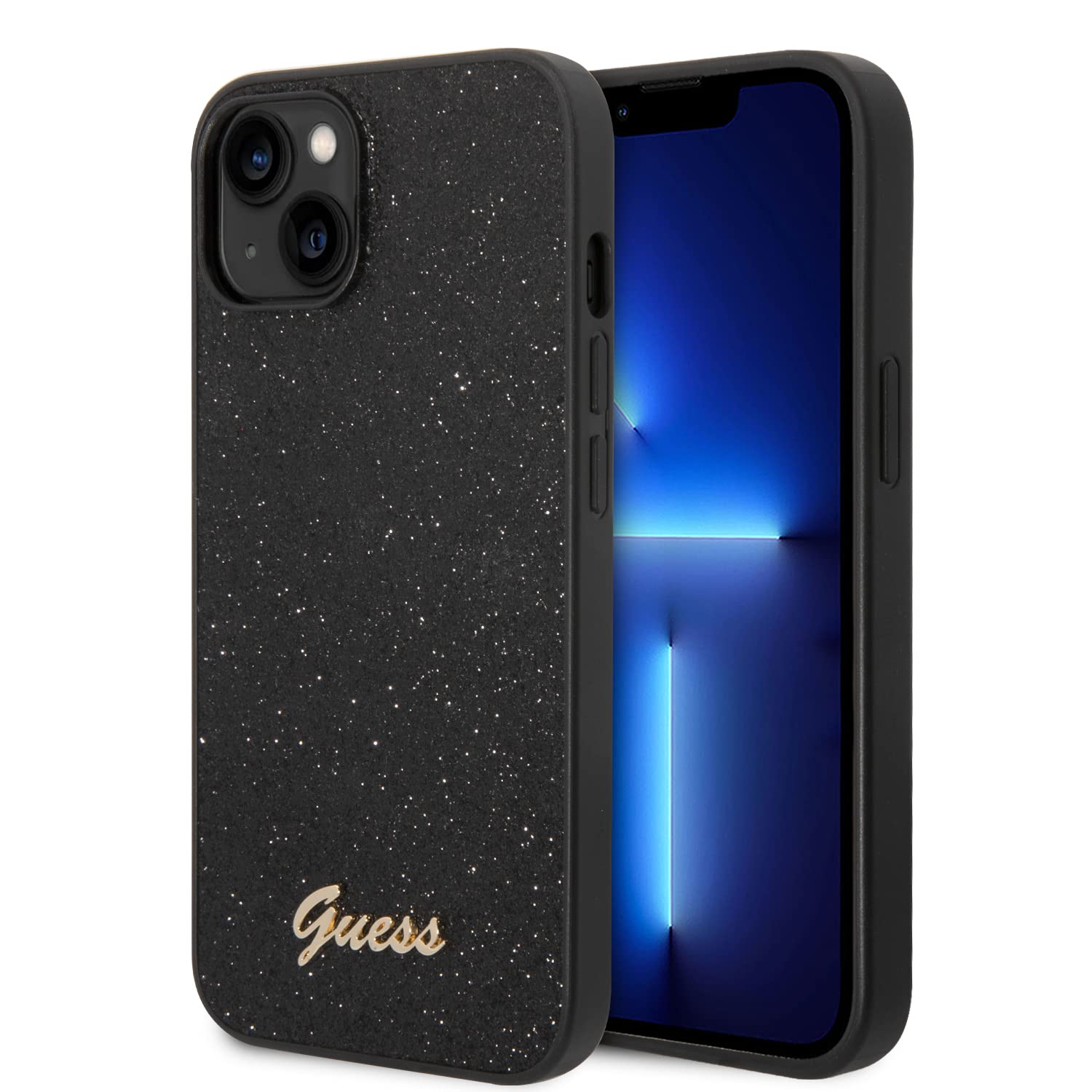 GUESS GUHCP14MHGGSHK Glitter Flakes Kompatibel mit iPhone 14 Plus Hülle - Schwarz