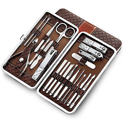 BONAD Zehennagelknipser 21 stücke Edelstahl Maniküre Kit Professionelle Nagel Clippers Kit Pediküre Pflege Werkzeuge Pflegewerkzeuge mit PU Ledertasche Nagelknipser-Set (Color : 21PCS RED)