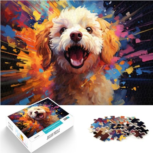 Puzzle für farbenfrohes psychedelisches Bichon Frise-Gemälde, Puzzle für Erwachsene, 1000 Teile, Holzpuzzle, Heimdekoration, Puzzlespielzeug, 1000 Teile (50 x 75 cm)