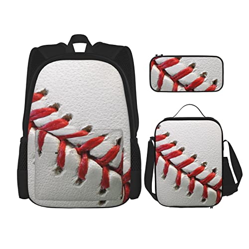 Mehrzweck-Schultasche mit niedlichem buntem Hundepfoten-Design, mit passendem Federmäppchen und Lunch-Tasche, stilvolle All-in-One-Lösung, Sport Ball Baseball, Einheitsgröße